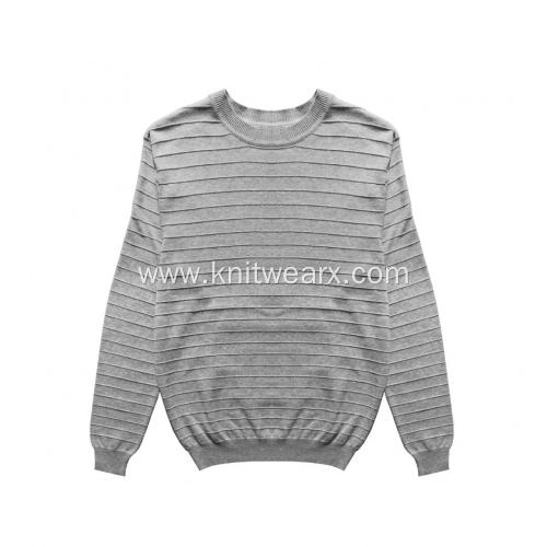 Men's Soft Knitted Sweater Striped Crewneck Pullover